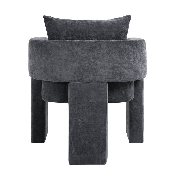 English Elm Modern Chenille 3-Leg Dining Chair with Ergonomic Arms and Removable Pillow, Supportive Comfy Accent Seating for Small Spaces Grey 31.5 L x 27.76 W x 15.16 H W1716P280599