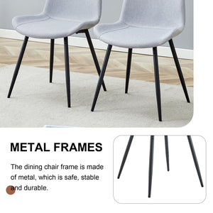 English Elm Comfortable Linen-Cotton Dining Chairs Set of Four with Curved Widened Cushions and Black Legs, Breathable Upholstery Light Gray 27.17 L x 22.44 W x 20.28 H W1512P405379