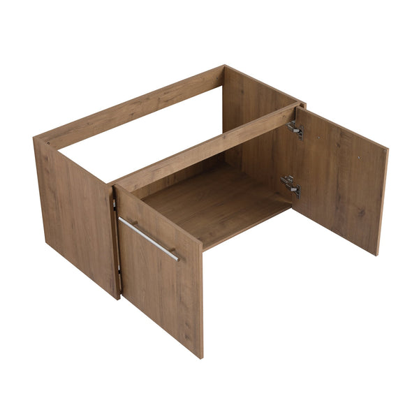 English Elm 36 Inch Floating Bathroom Vanity with Resin Sink, Soft-Close Doors, KD Pack, Modern Storage Design W999P188200