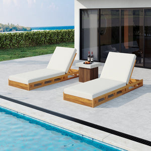 English Elm Christopher Knight Home® - Lounge Chaise Set - Elegant Acacia Wood With Plush 4" Water-Resistant Cushions For Ultimate Comfort N770P272405T_65429.00CUSH