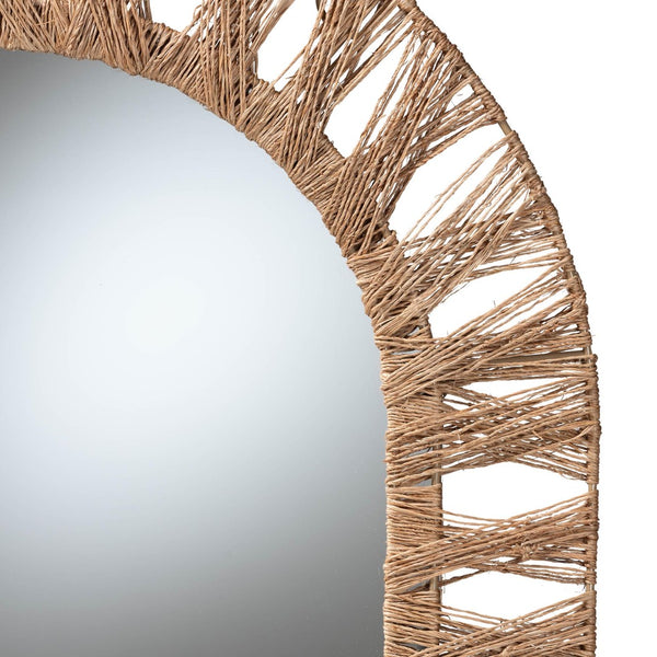 English Elm Modern Rattan Oval Wall Mirror Handcrafted Bohemian Decor for Entryways and Living Rooms B2750P420392
