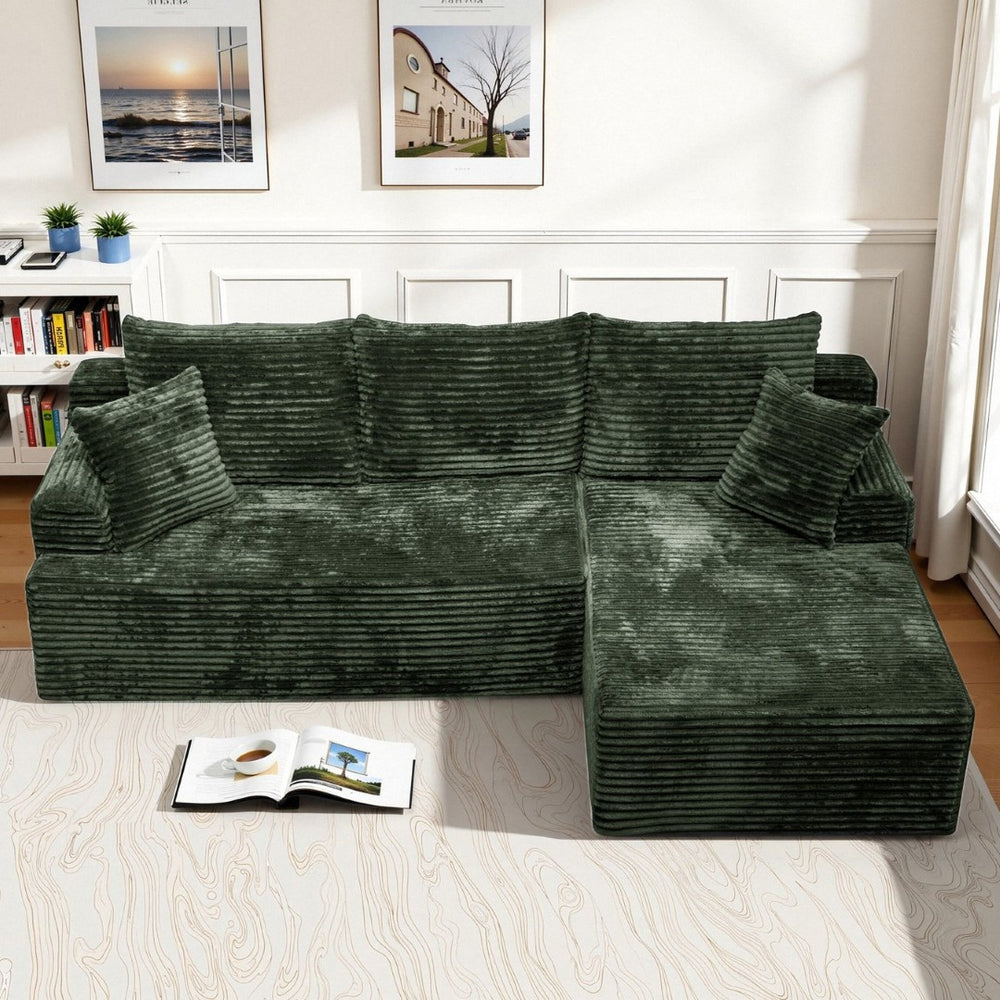English Elm Modern Chenille Sectional Sofa with Chaise Low Profile Modular Living Room Set W3653P443561