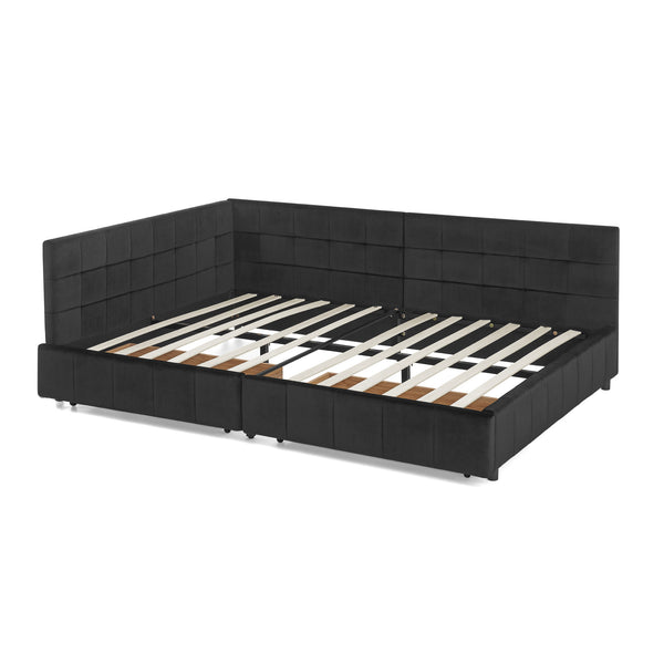 English Elm Full Size Upholstered Tufted Bed Frame - Stylish Velvet Sofa Bed With Armrests & Backrest Comfort W487S00309