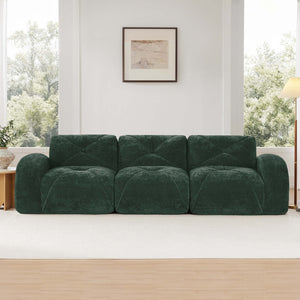 English Elm 110''boneless Velvet Sectional Sofa Modular Cloud Seating with Tufted Cushions for Living Rooms Green W714S01613