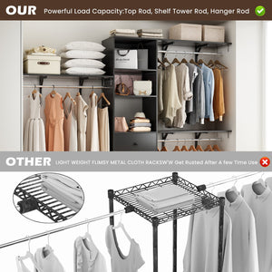 English Elm Closet Organizer - Versatile High-Capacity Rack With Drawers & Expandable Hanger Rods For Stylish Storage T3623P409115