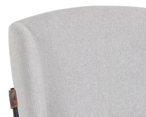 Sunpan Pearce Dining Chair Set of 2 - Modern Minimalist Design with Black Powder Coated Iron Frame Light Grey / Bravo Cognac