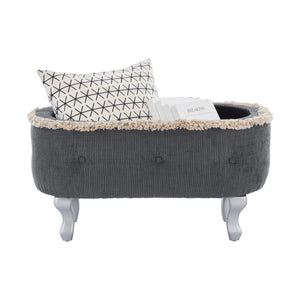 English Elm Christopher Knight Home® - 29.5'' Storage Bench with Button-Tufted Fabric, Tassel-Trim Ottoman with Hidden Compartment for Bedroom Grey 30.25 L x 18.5 W x 14 H N761P335817E