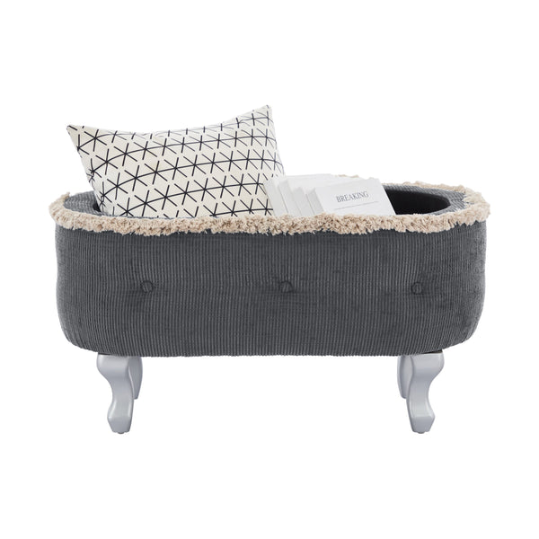 English Elm Christopher Knight Home® - 29.5'' Storage Bench with Button-Tufted Fabric, Tassel-Trim Ottoman with Hidden Compartment for Bedroom Grey 30.25 L x 18.5 W x 14 H N761P335817E