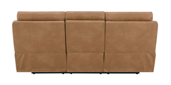 English Elm Chavis Brown Faux Leather Aire Power Motion Sofa with USB, Power Headrest, Lumbar Air & Remote B2726P406777