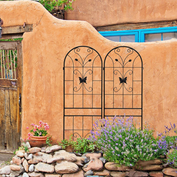 English Elm 4 Pack Powder Coated Steel Garden Trellises Rustproof Climbing Plant Support Panels W1586P266744