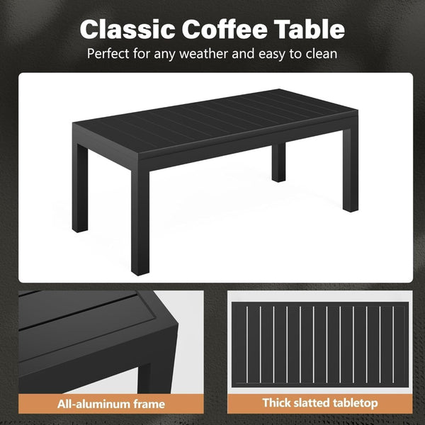 English Elm 4-piece Outdoor Conversation Set with Powder-coated Aluminum Frame and Plush Deep Cushions Black+Grey B082S00102