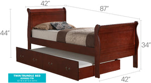 English Elm Classic Cherry Twin Bed With Storage, Timeless Cherry Finish, Durable Particle Board, Space-Saving Design B078S00290