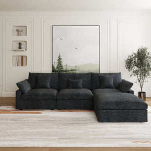 English Elm Sky Cloud Slope Modular L-Shaped Sectional Sofa In Black – Comfortable 4-Seater For Modern Living B341S00031-GIGA