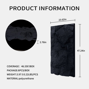 English Elm 3d Faux Rock Stone Polyurethane Wall Panels Lightweight Waterproof Interior Accent Set Antique Black W347P464225