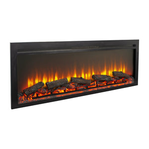 English Elm 54 Inch Recessed Electric Fireplace with Led Flame Display and Remote for Living Rooms W1769P415223