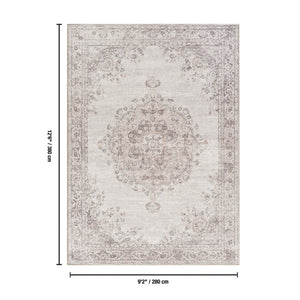 English Elm Oxford Ivory Medallion Area Rug Turkish Woven Polyester Living Room Floor Accent B186P428899