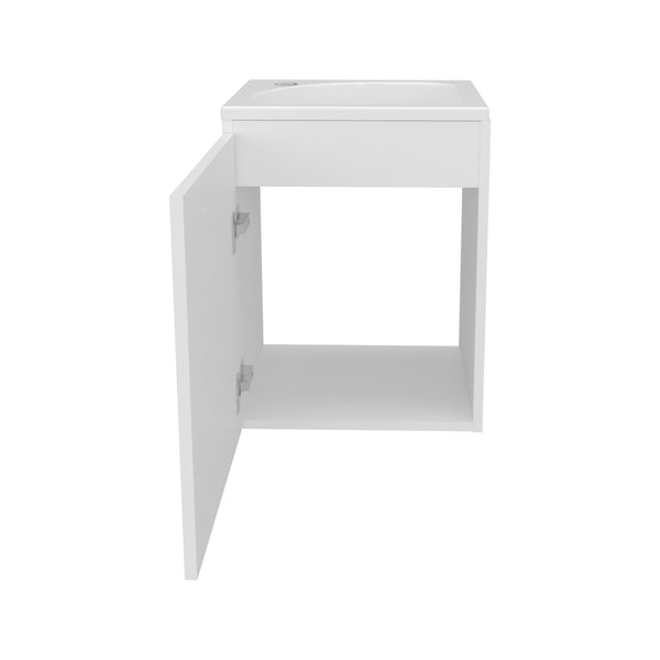 English Elm Bathroom Sleek Single-Door Vanity with Integrated Sink — Modern Minimalist Engineered Wood Storage, Durable & Eco-Friendly White 24.4 L x 20.4 W x 11.02 H B097P296812