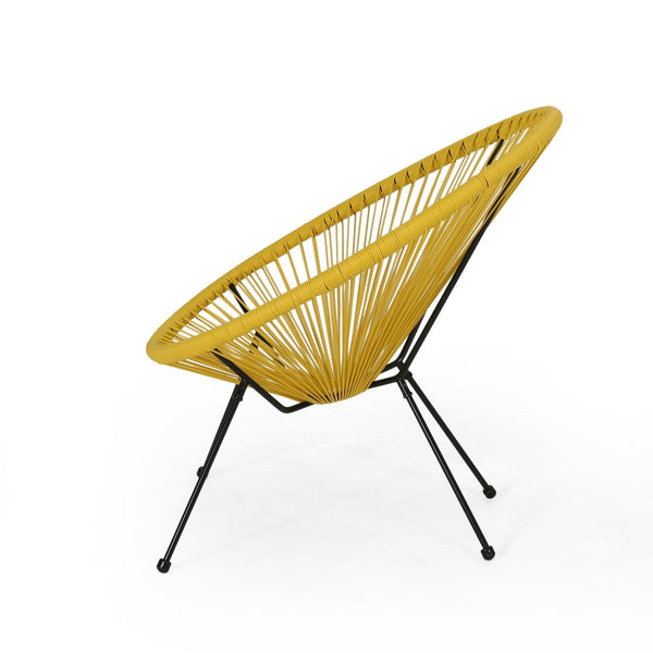 English Elm Anson Outdoor Accent Chairs Set of 2 Woven Rattan Basket Seat Patio Lounge Pair Yellow N773P404950Y