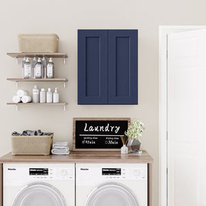 English Elm Navy Shaker Solid Wood Wall Cabinet Soft Close Double Doors for Kitchen or Bath T2950P479975