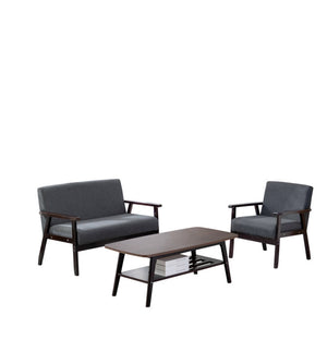 English Elm Bari Mid-century Modern 3 Piece Living Room Set with Loveseat Chair and Coffee Table B2749S00338
