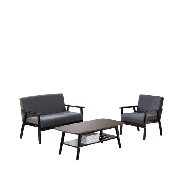 English Elm Bari Mid-century Modern 3 Piece Living Room Set with Loveseat Chair and Coffee Table B2749S00338