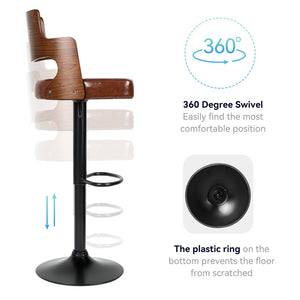 English Elm Swivel Bar Stools Set Of 2 - Modern Pu Leather, Adjustable Height, Ergonomic Design For Comfort T3950P396627-GIGA