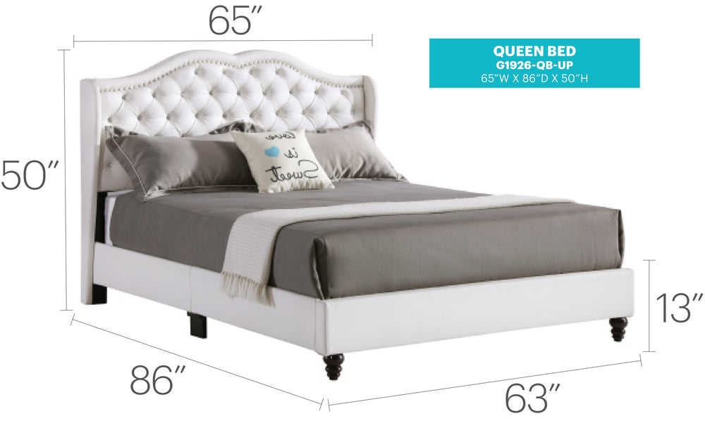 English Elm Elegant Velvet Transitional King Bed with Padded Headboard, Durable Craftsmanship and Stylish Comfort White 6.3 L x 36.5 W x 64.5 H B078118310