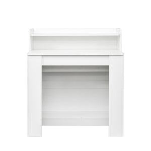 English Elm Modern Extendable Dining Table with Hidden Storage, Space-Saving Expandable Design for Small Homes White W331P191550