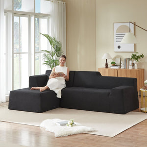 English Elm Modern Corduroy High Back Sectional Sofa Anchoring Living Room Corner Space W3396P413153