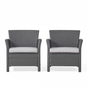 English Elm Christopher Knight Home® - ST LUCIA CHAIR Stylish PE Rattan Patio Seat with Iron Frame, Waterproof Fabric, Compact 28.25x25.5x17 Grey 54676.00GRY