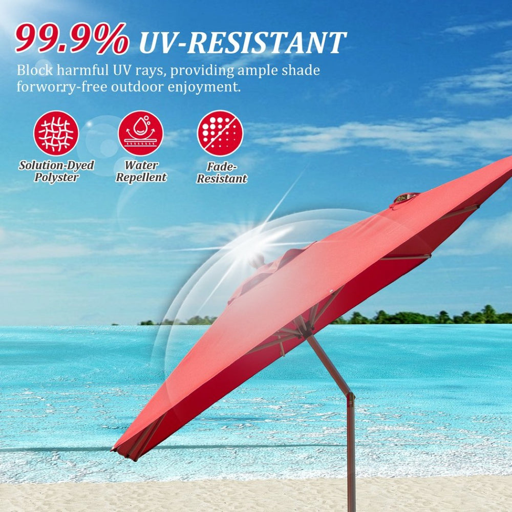 English Elm Rectangle Patio Umbrella With Crank Lift & Tilt For Ultimate Shade - Durable Brick Red Design W1859P320952-GIGA