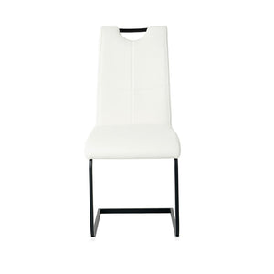 English Elm Modern White Pu Leather Dining Chairs with Black Metal Legs Ergonomic Set of 2 White Pu W210P199101