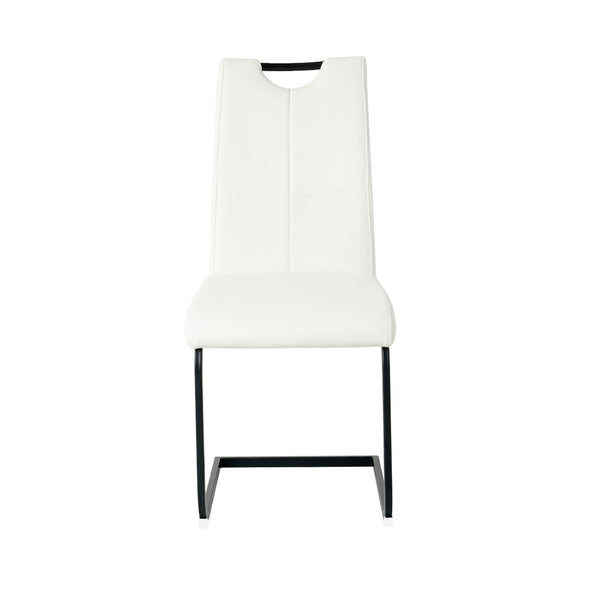 English Elm Modern White Pu Leather Dining Chairs with Black Metal Legs Ergonomic Set of 2 White Pu W210P199101