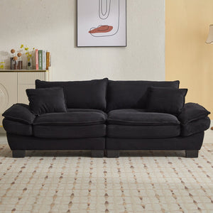 English Elm Corduroy Stylish Sleeper Sofa Loveseat with Dual-Layer Cushions & Two Support Pillows, Sturdy Frame Black W676P184130