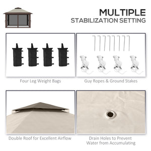 English Elm Outsunny 13' X 13' Instant Pop-Up Gazebo With 2-Tier Roof, Netting & Carry Bag For Outdoor Events W2225P174280-GIGA