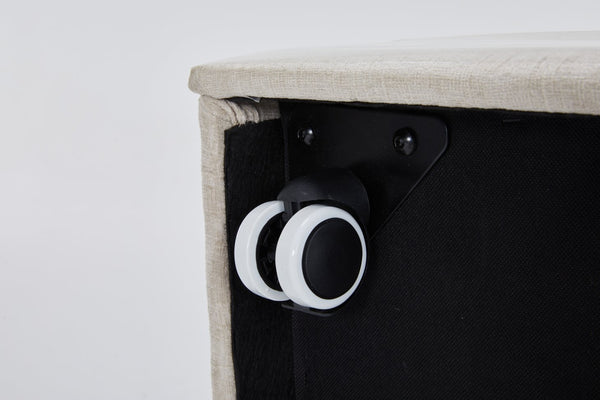 English Elm Linen Armless Dining Chair with Casters and Hidden Seat Storage, Smooth Mobility & Versatile Use Beige W2069P288877