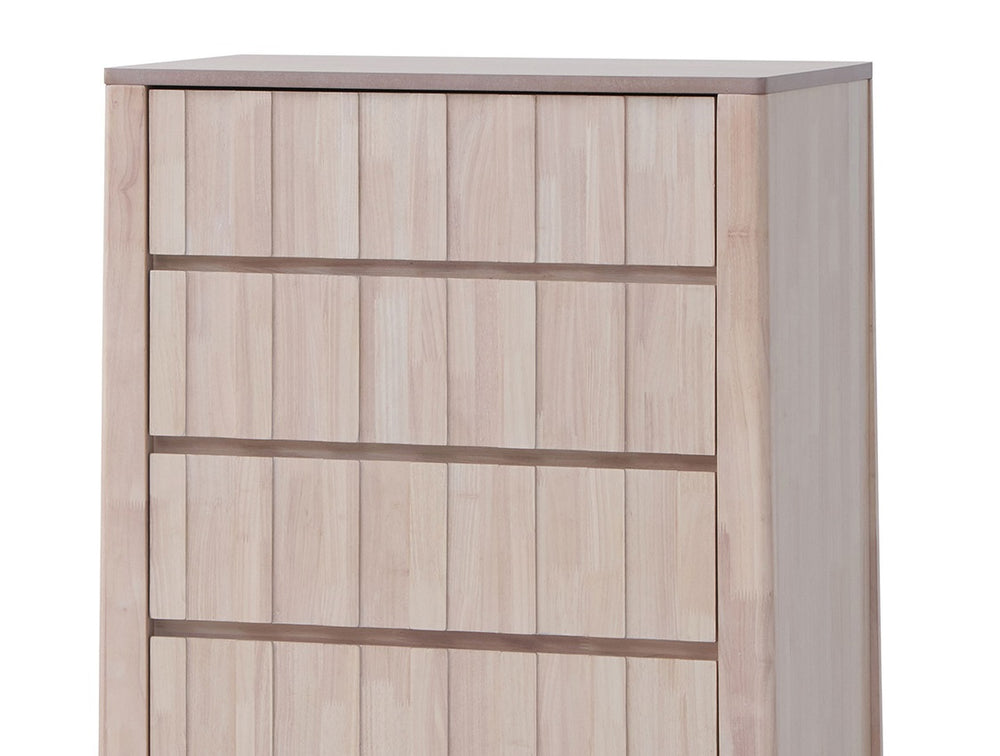 English Elm Mid-Century White‑Wash Reeded Chest with Hidden Handles, Mortise & Tenon Build, Splayed Feet —48"H B2741P372710