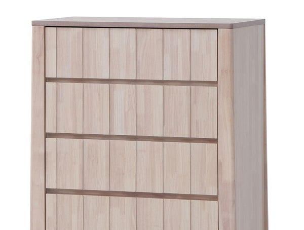 English Elm Mid-Century White‑Wash Reeded Chest with Hidden Handles, Mortise & Tenon Build, Splayed Feet —48"H B2741P372710