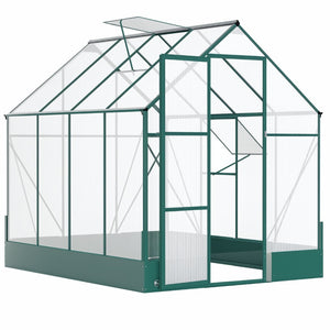 English Elm Silver Aluminum Walk-in Greenhouse with Polycarbonate Panels and Adjustable Roof Vent T3971S00032