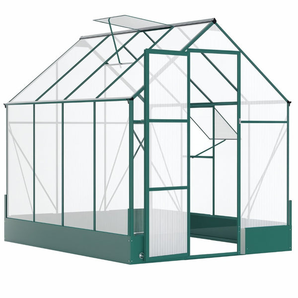 English Elm Silver Aluminum Walk-in Greenhouse with Polycarbonate Panels and Adjustable Roof Vent T3971S00032