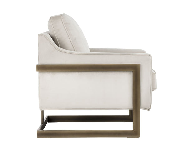 Sunpan Kalmin Lounge Chair - Stylish Deep Seating with Cushioned Back and Rustic Bronze Frame for Comfort Piccolo Prosecco