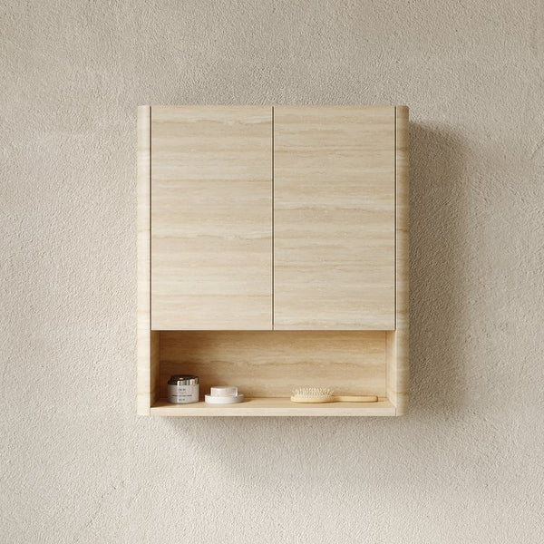 English Elm ZUNO 26" Wall Cabinet Over Toilet Roma Travertine Finish — Soft-Close Doors, Moisture-Resistant Plywood Storage W2615P379640