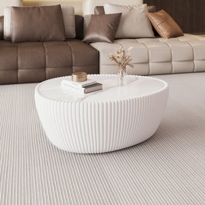 English Elm Light Egg Shaped Sintered Stone Coffee Table with Unique Veining for Modern Living W3081P338222