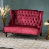 Christopher Knight Home® - Noble House - Leora Modern Glam Tufted Velvet Wingback Loveseat