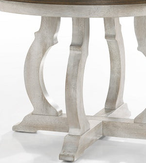 English Elm Cillin Weathered Walnut & Antique White Round Dining Table – 45mm Thick Top, Durable Rubberwood Design B2726S00522