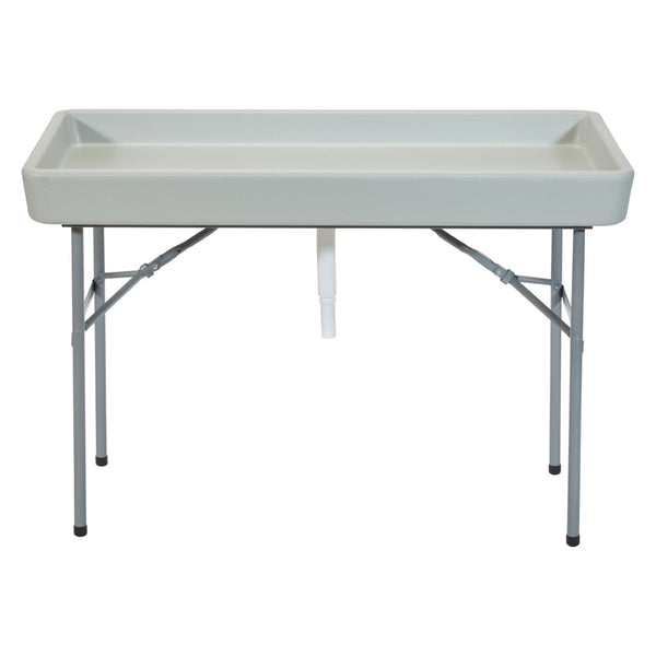 OSP Home Furnishings Folding Portable Ice Cooler Table with Powder Coated Steel Legs for Outdoor Events QT7894