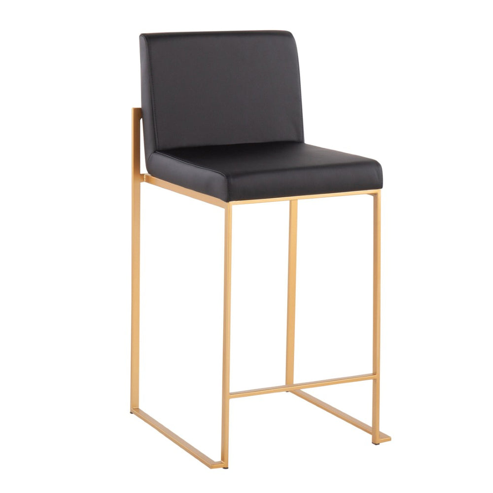 English Elm Contemporary High Back Upholstered Counter Stools with Steel Frame for Kitchen Island Black B202P221940
