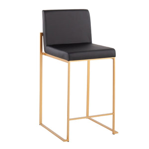 English Elm Contemporary High Back Upholstered Counter Stools with Steel Frame for Kitchen Island Black B202P221940
