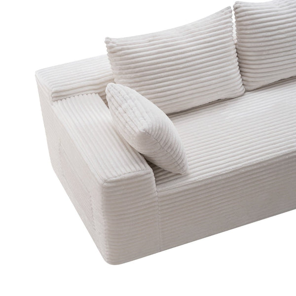 English Elm 94.5" Jumbo Corduroy Cloud Sectional Deep Seat L-shape Couch for Living Room W5515P495043
