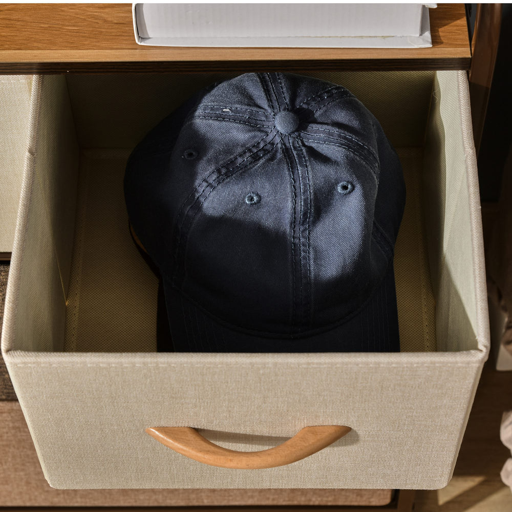 English Elm HOMCOM 4-Drawer Dresser with Foldable Fabric Drawers, Steel Frame, Anti-Tip, Maple Top Organizer W2225P229643